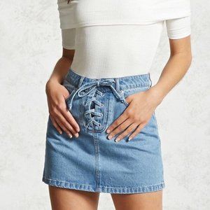 Forever 21 lace-up denim mini skirt